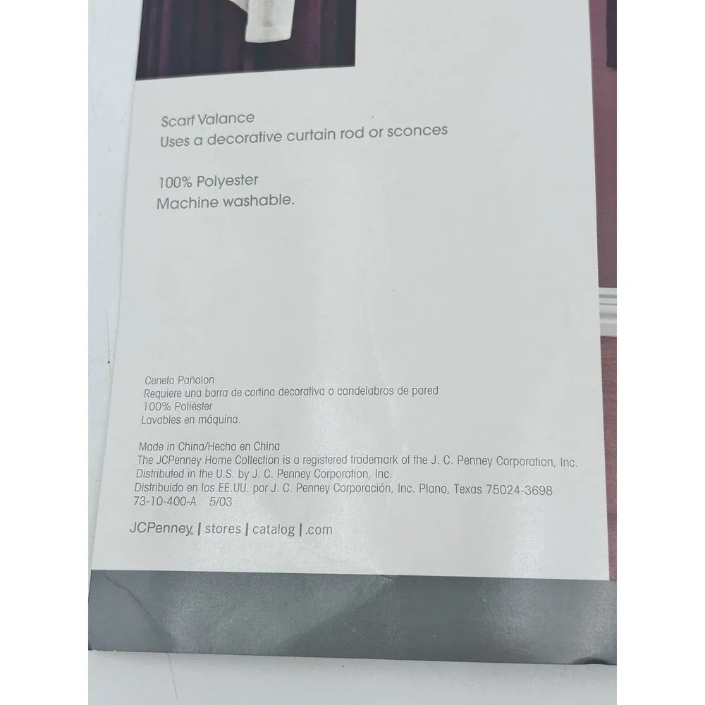 JCPenney Home Collection‎ Sensations Scarf Valance Linen Sheer Window Drape